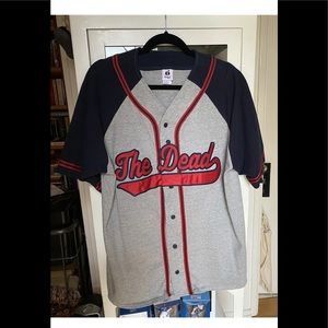 Vintage Grateful Dead Baseball Jersey XL Cotton The Dead Heather Gray/Navy RARE